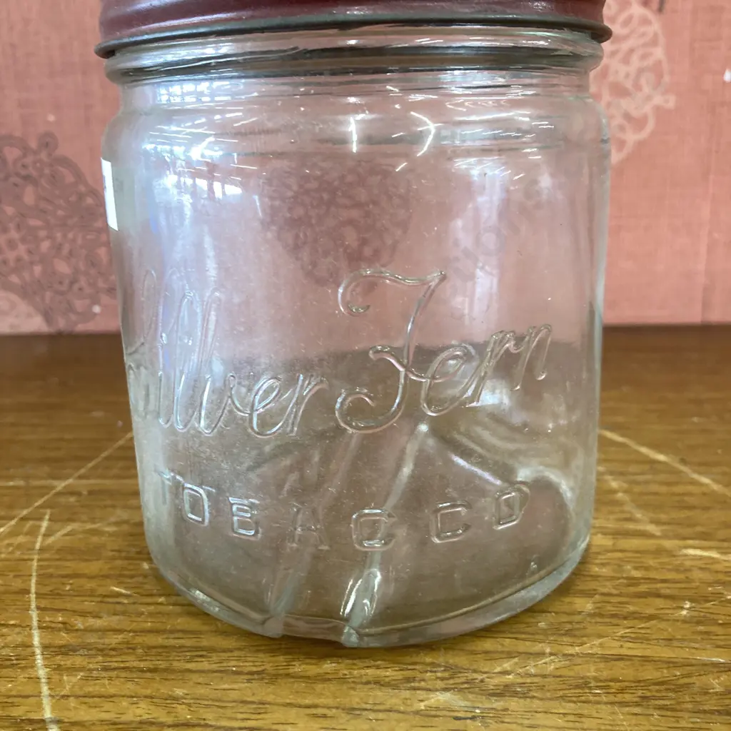 Vintage Silver Fern Flat Pocket Tobacco & Cut Plug Tins & Lidded Glass Jar Image 1++