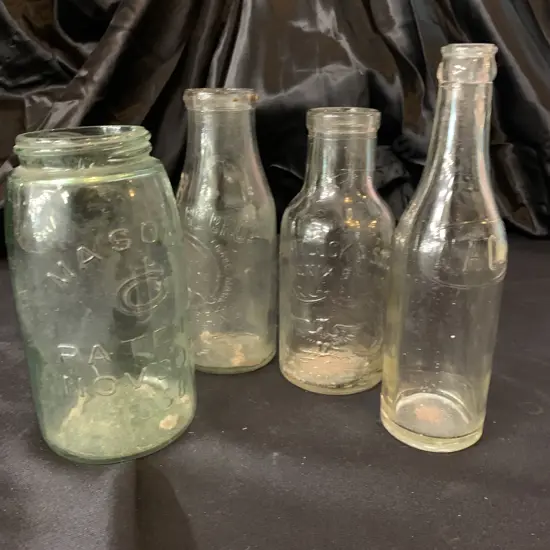Selection Of Jars And Bottles Including Masons, Haywood Bros F Whitlock Etc