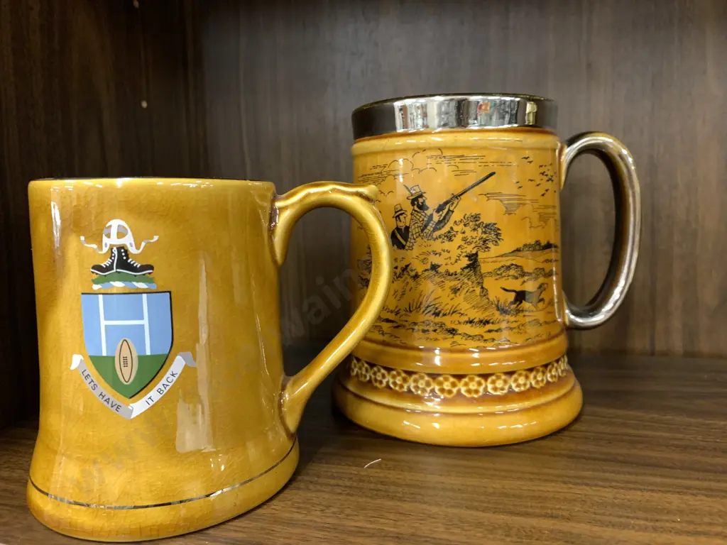 Vintage Lord Nelson Ware Elijah Cotton Hunting Beer Stein H15cm & Wade Rugby Lets Have It Back Tankard Image 1++