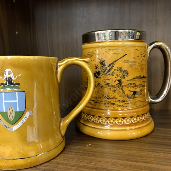 Vintage Lord Nelson Ware Elijah Cotton Hunting Beer Stein H15cm & Wade Rugby Lets Have It Back Tankard