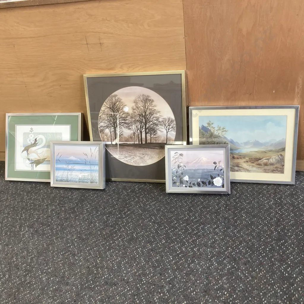 Lot of Five Framed Glazed Prints Image 1++