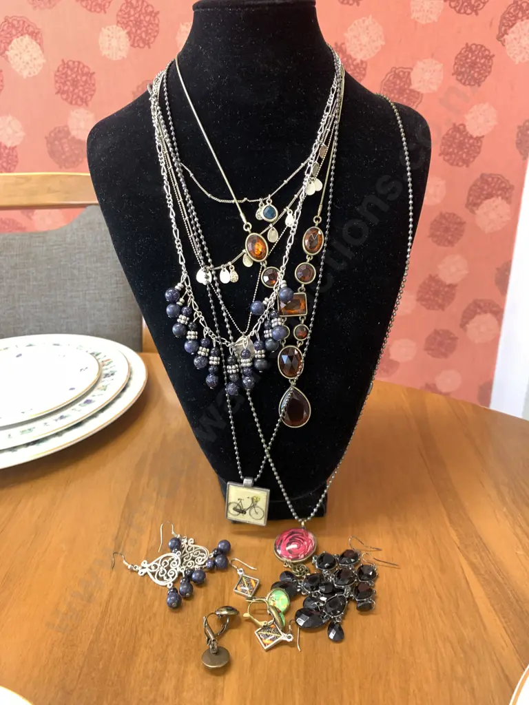 Selection Of Costume Jewellery Including Necklaces And Earings Image 1++