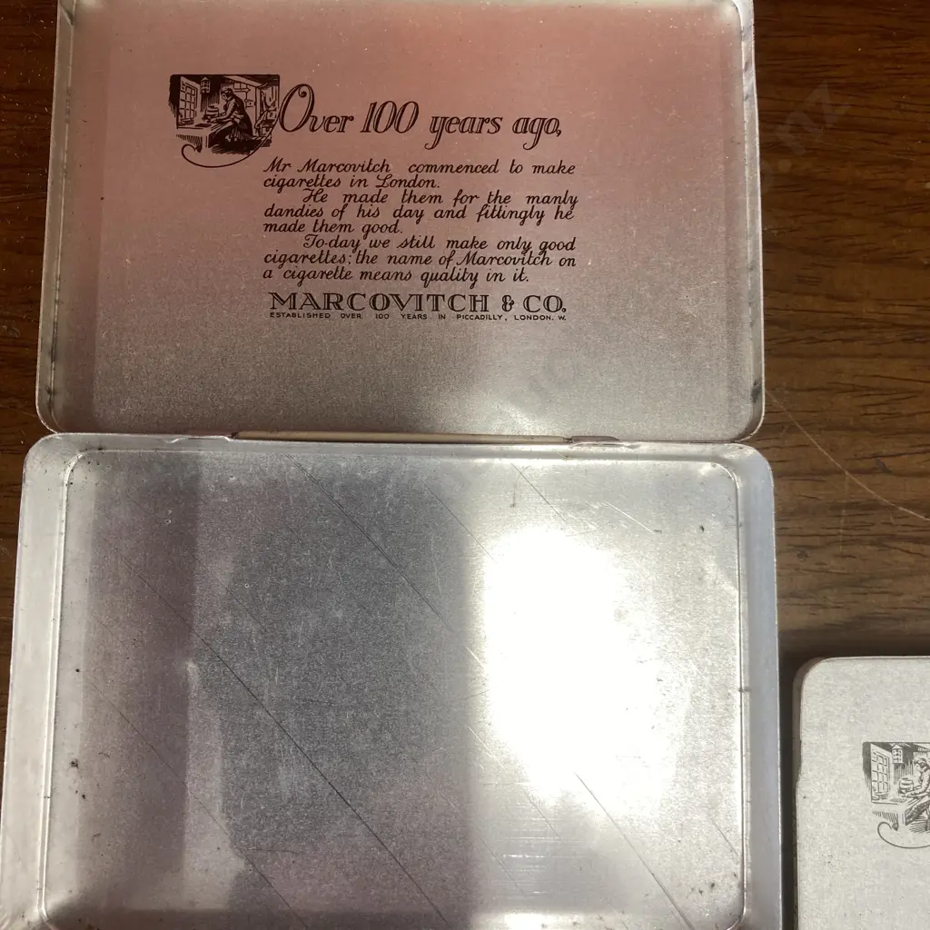 Selection of Three Art Deco 1920s-30s Style Vintage Marcovitch of Piccadilly Black and White Cigarettes Tins Image 1++