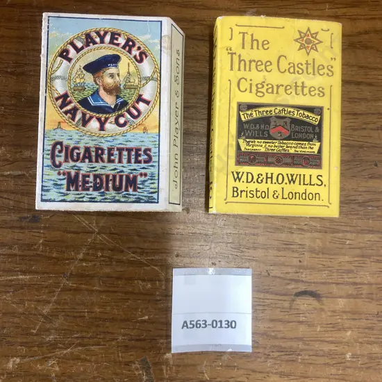 Vintage Empty Players Navy Cut 10 'Medium' Cigarette Packet Outer & The Three Castles Cigarettes 10 Packet