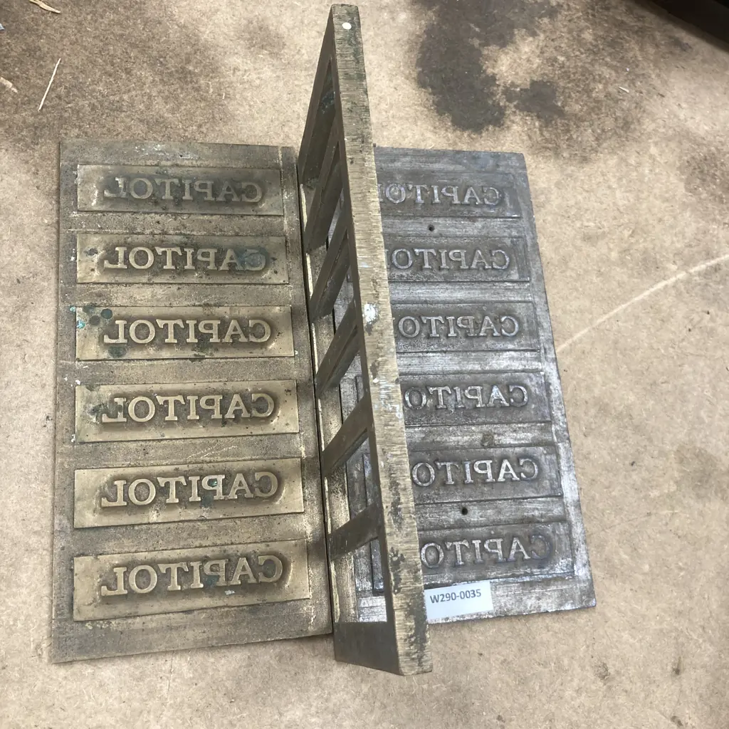 Vintage Brass & Steel 'CAPITOL' Moulds, 11 x 23cm Image 1++
