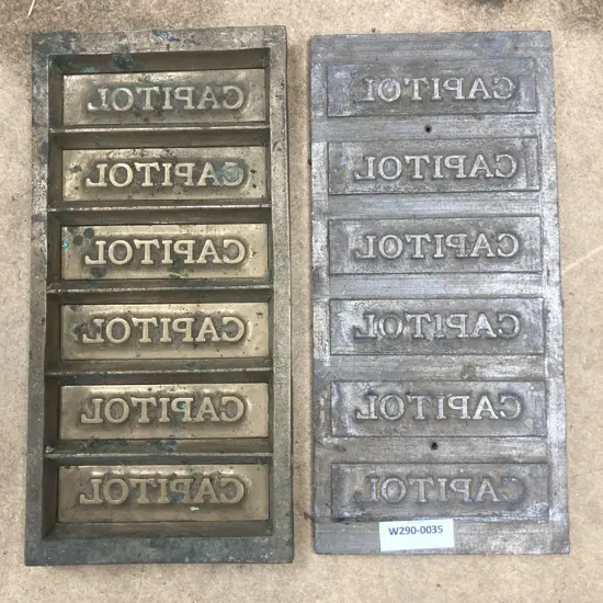 Vintage Brass & Steel 'CAPITOL' Moulds, 11 x 23cm