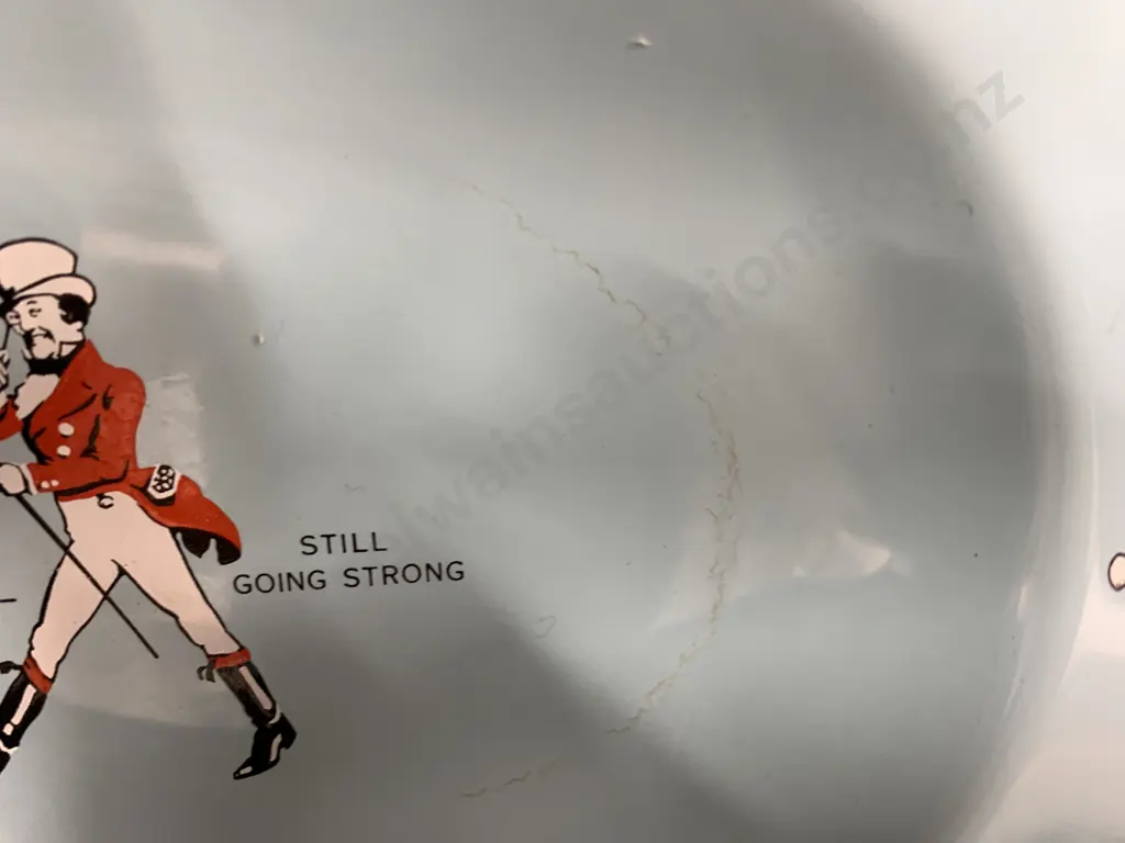 Wade Johnnie Walker 1960s Whiskey Blue Ceramic Ashtray (af) With 2x Crystal Decanters One Without Stopper Image 1++