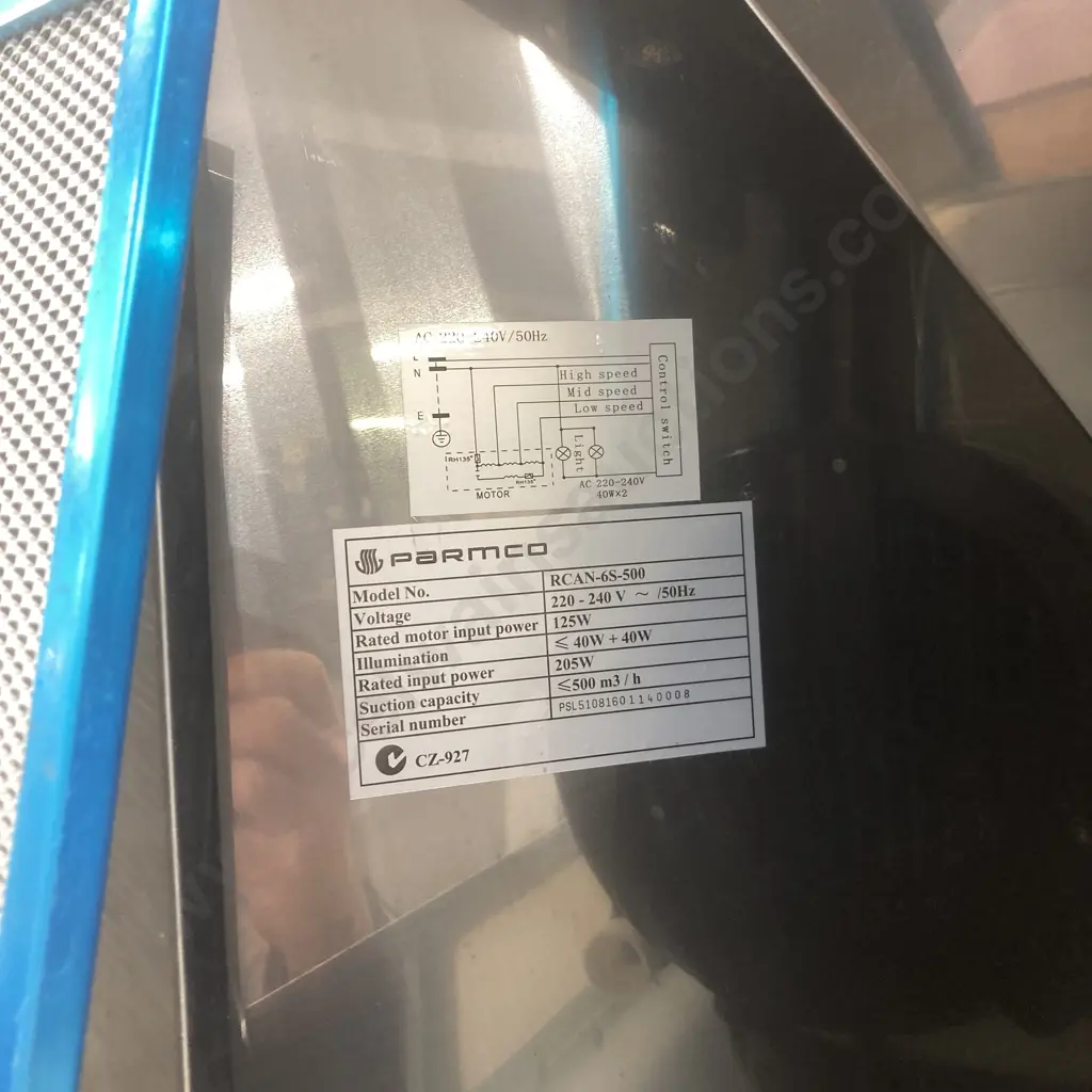 Parmco Stainless Steel Rangehood, Model RCAN-6S-500, 60 x 50cm (No Flue) Image 1++