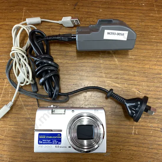Olympus FE-200 6MP Digital Camera with Digital Image Stabilized 5x Optical Zoom, Charger & Lead