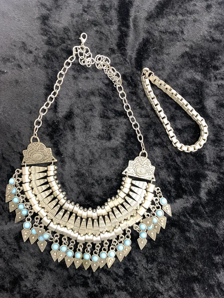 Costume Jewellery, Turquoise / Silver Colour Necklace & Bracelet Image 1++