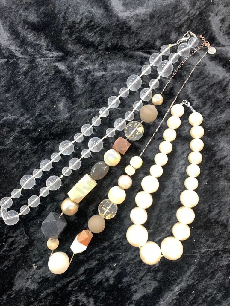 Chunky Beaded Costume Jewellery Necklaces x 3 Image 1++