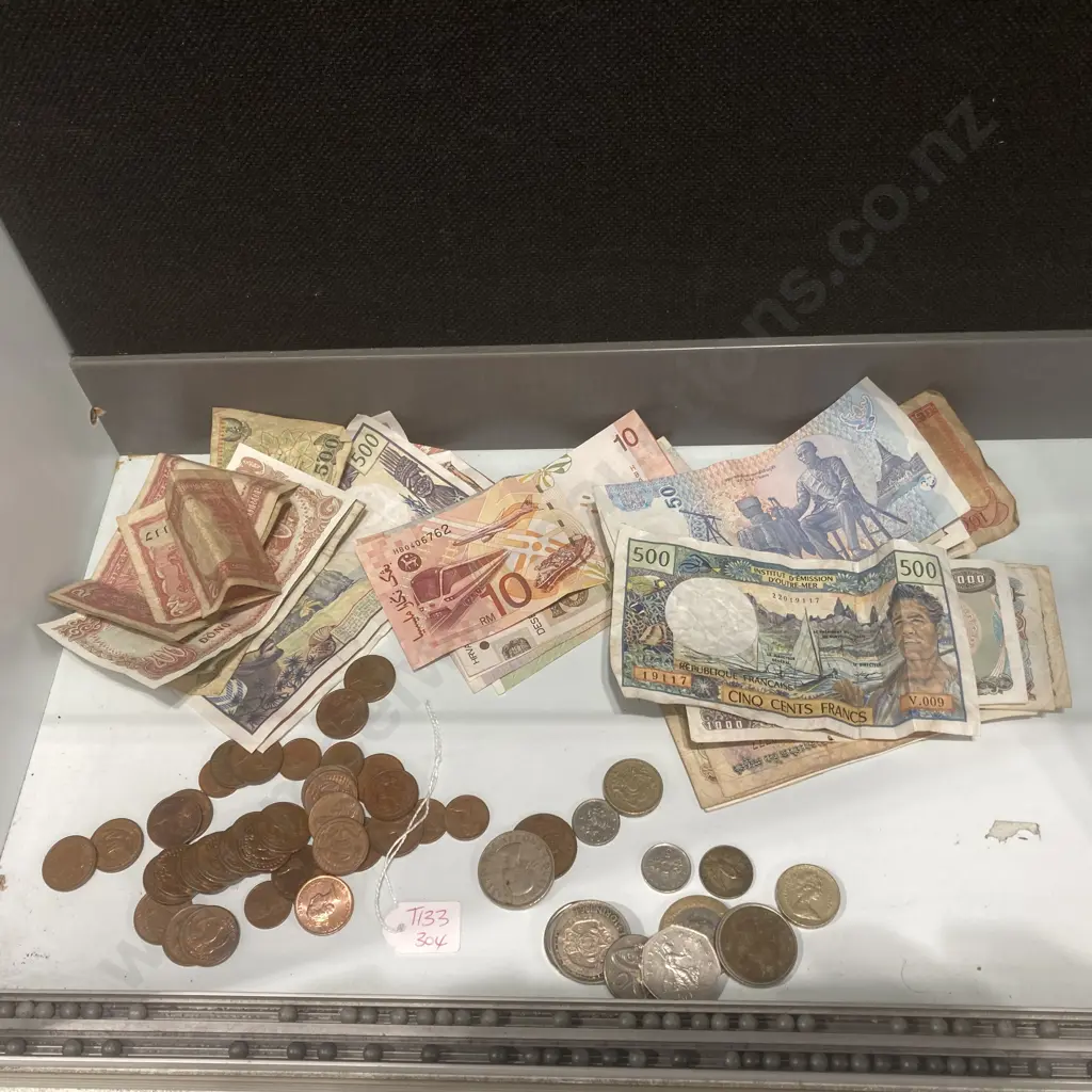 Assorted International Currency Notes and coins Image 1++