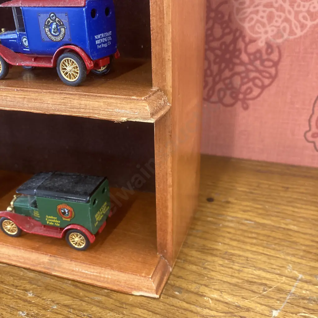 Matchbox Collectables Assorted Beer Wagons x 8 With Wood Display Shelf, 40 x 36cm Image 1++