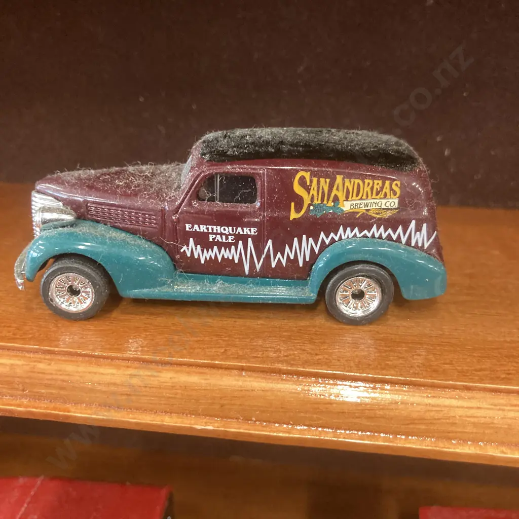 Matchbox Collectables Assorted Beer Wagons x 8 With Wood Display Shelf, 40 x 36cm Image 1++