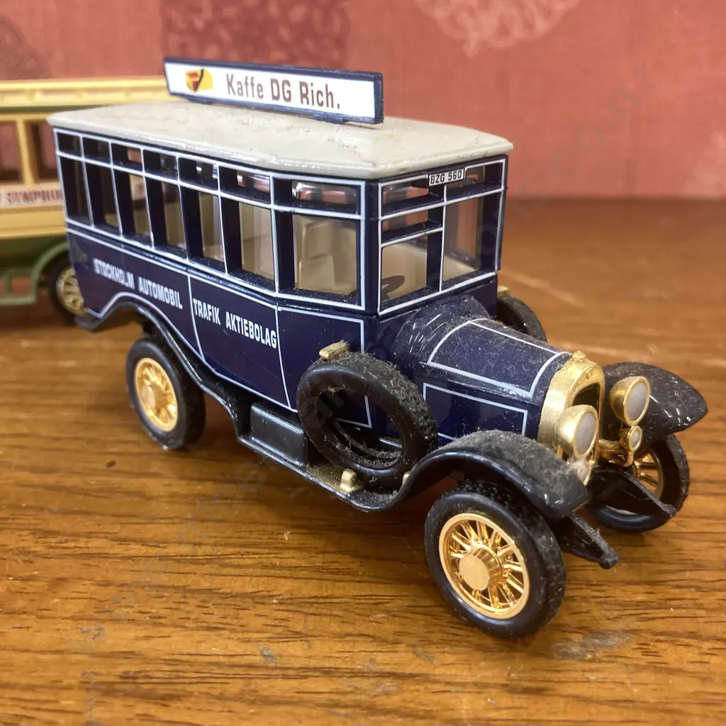 Matchbox 1922 Scania Post Bus Kaffe DG Rich, 1922 Kennedys Open Top Bus, Renault AG Motor Bus St Symphorien Image 1++