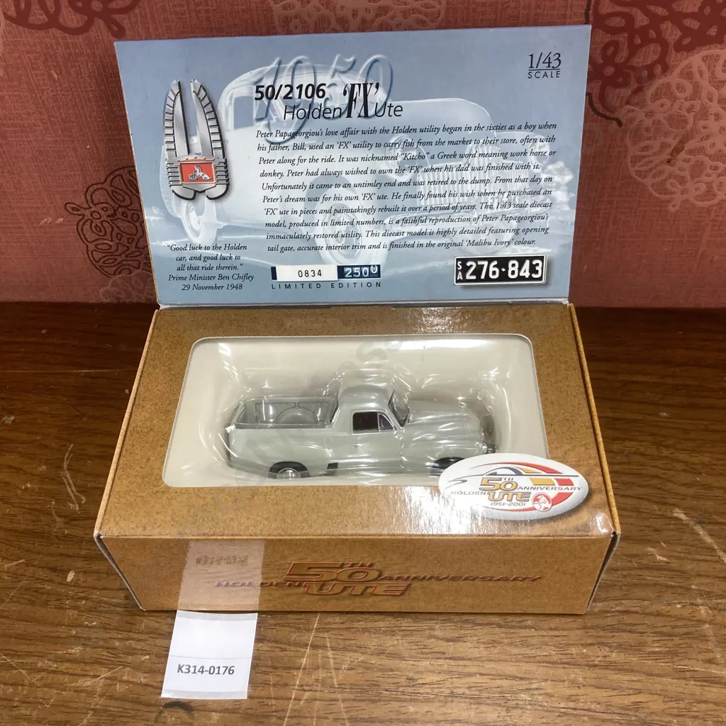 1/43 Holden 'FX' Ute - Malibu Ivory, 50th Anniversary Ute, 834/2500 (50/2106) Image 1++