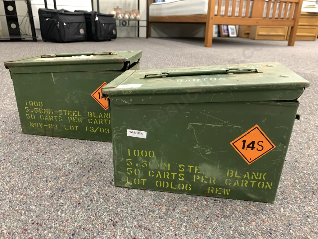 Pair of Steel Ammo Tins - 5.56mm Steel Blank Image 1++