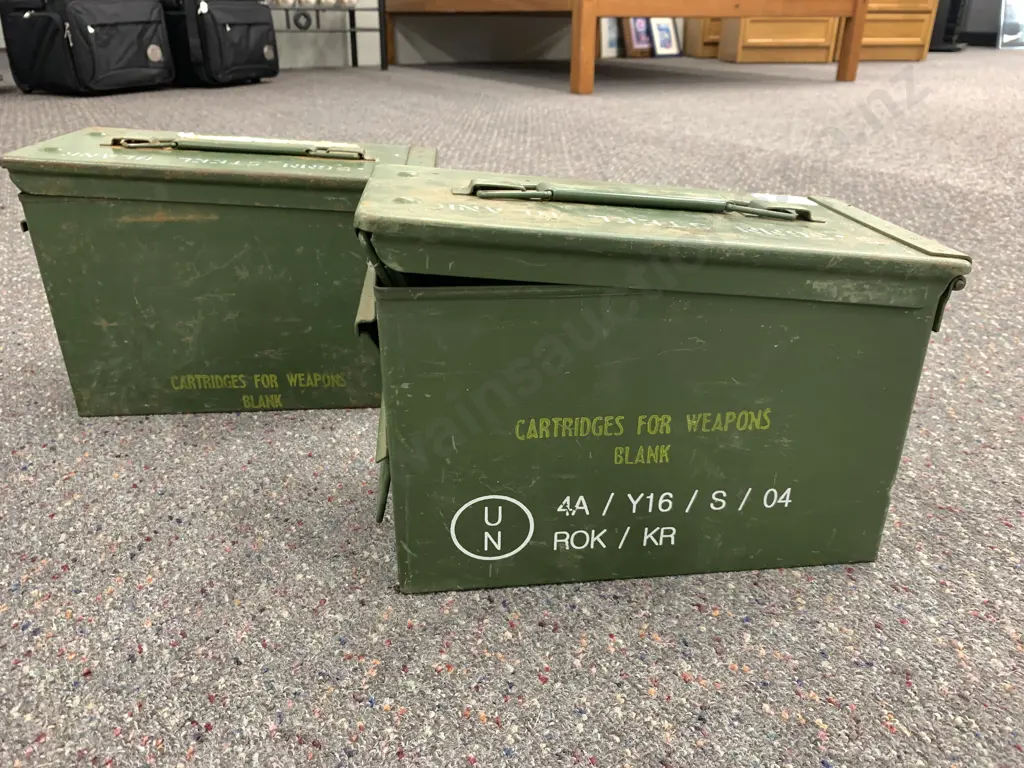 Pair of Steel Ammo Tins - 5.56mm Steel Blank Image 1++