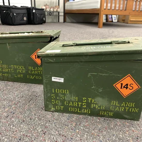 Pair of Steel Ammo Tins - 5.56mm Steel Blank
