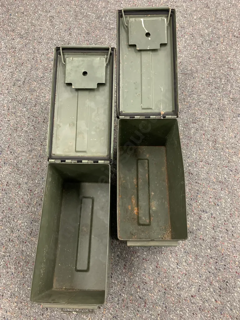 Pair of Green Steel Ammo Tins Image 1++