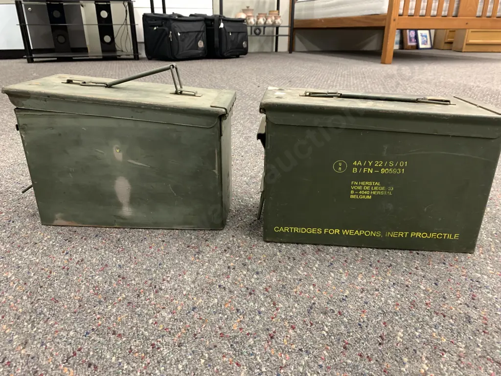 Pair of Green Steel Ammo Tins Image 1++