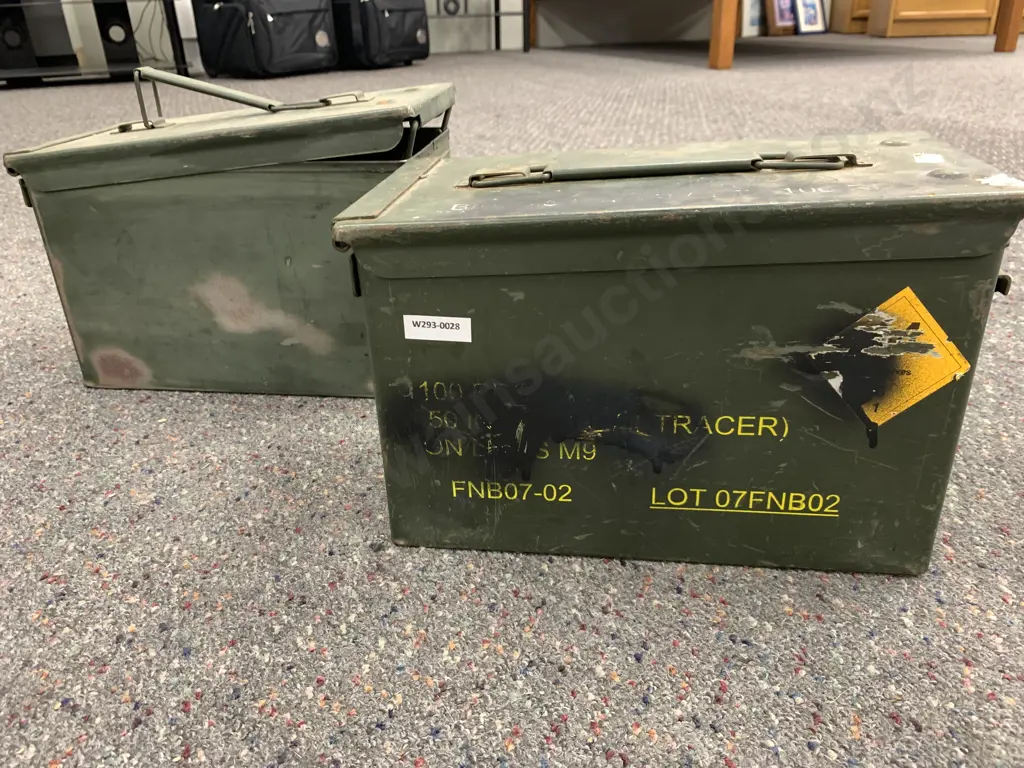Pair of Green Steel Ammo Tins Image 1++