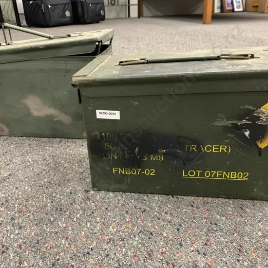 Pair of Green Steel Ammo Tins
