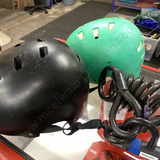Oxford Heavy Duty Bike Lock & Green & Black Skate Helmets