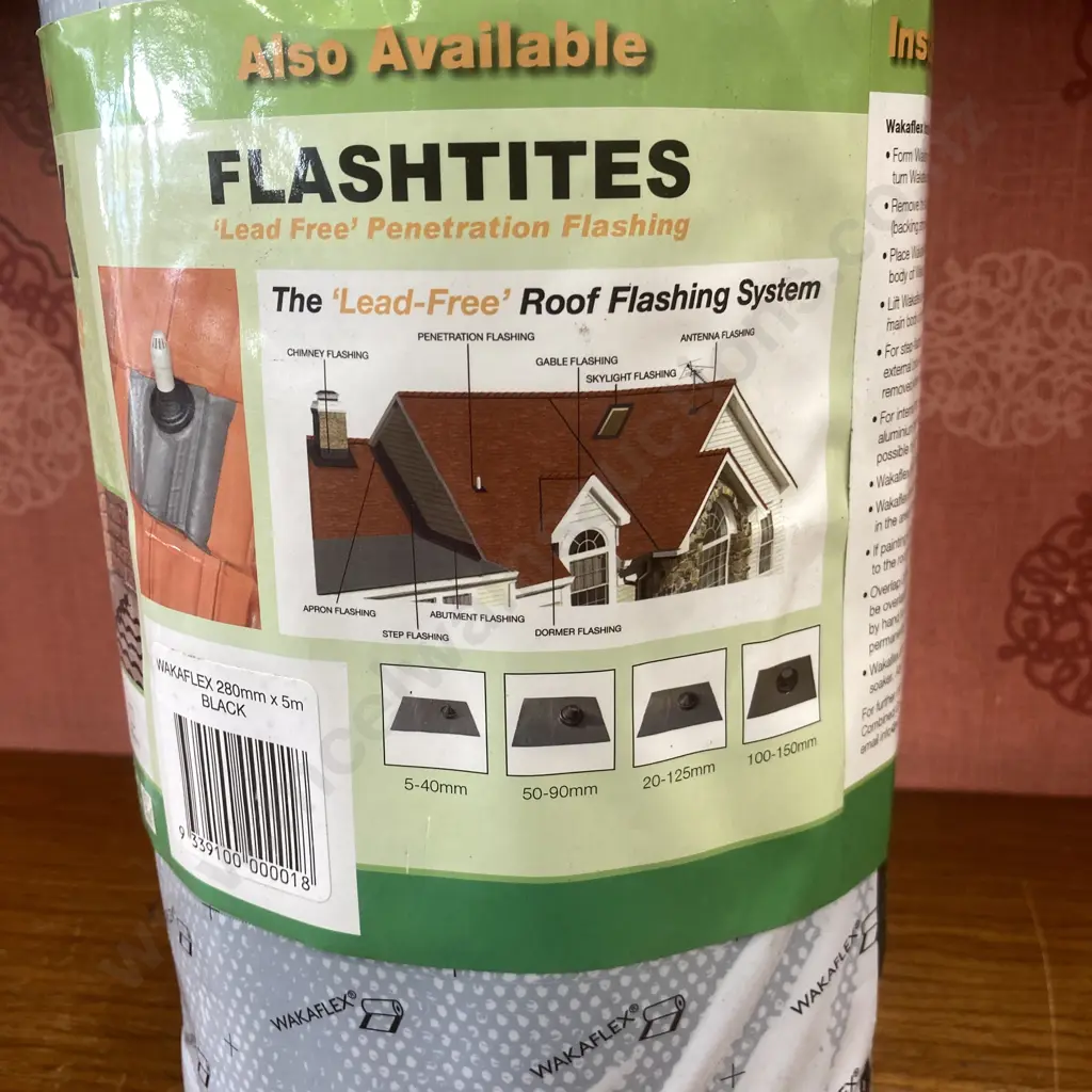 New Wakaflex Lead Free Flexible Flashing 5m Roll, 280mm, Black Image 1++