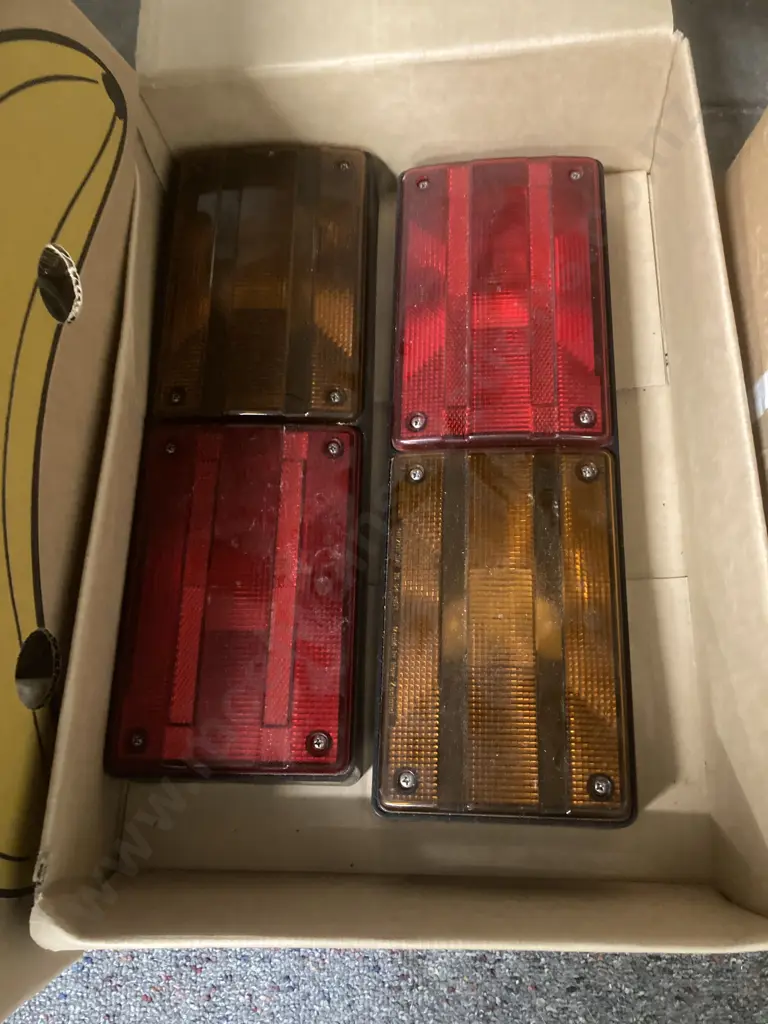 Box Lot Vintage Tools, Rapier Ratchet Screwdriver, Sharpening Stone, New Tail Lights Etc Image 1++