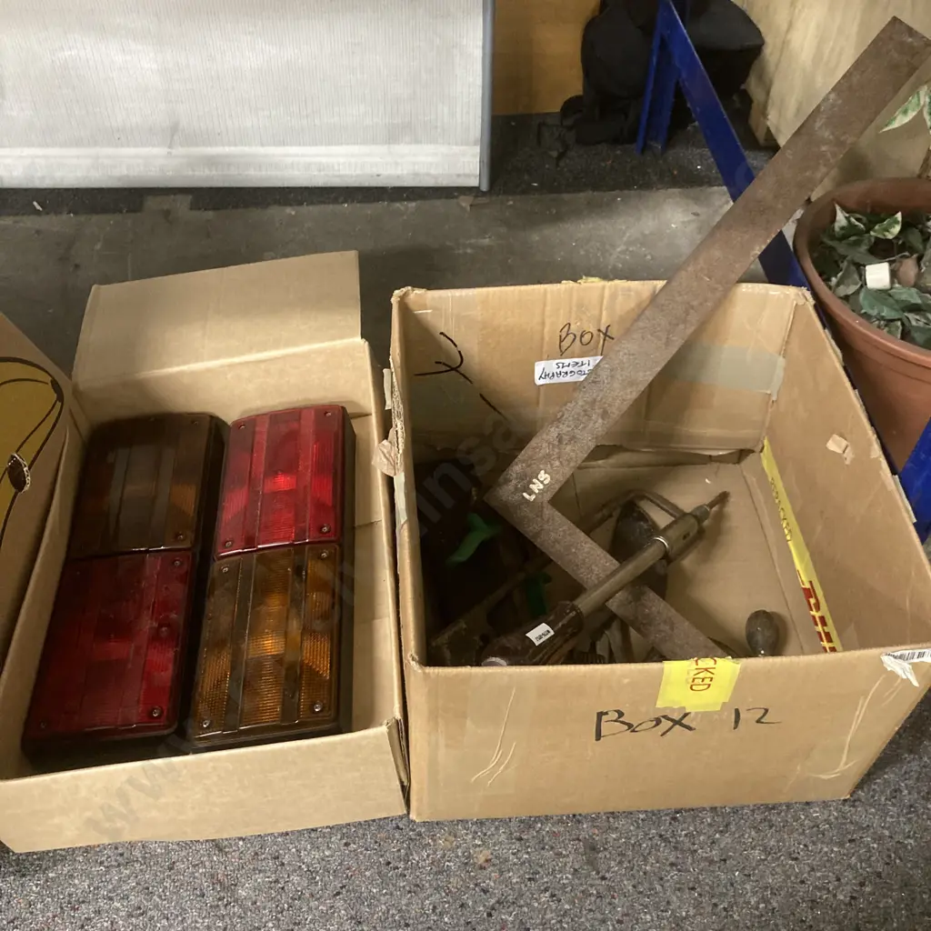 Box Lot Vintage Tools, Rapier Ratchet Screwdriver, Sharpening Stone, New Tail Lights Etc Image 1++