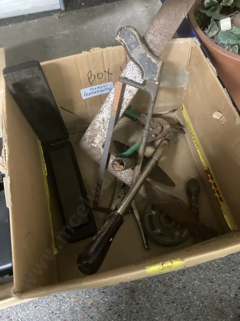 Box Lot Vintage Tools, Rapier Ratchet Screwdriver, Sharpening Stone, New Tail Lights Etc Image 1++