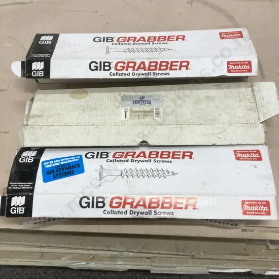 3 Boxes of Collated Gib Screws - 6x30 Fine, 6x32 Self Tapping, 6x32 High Thread