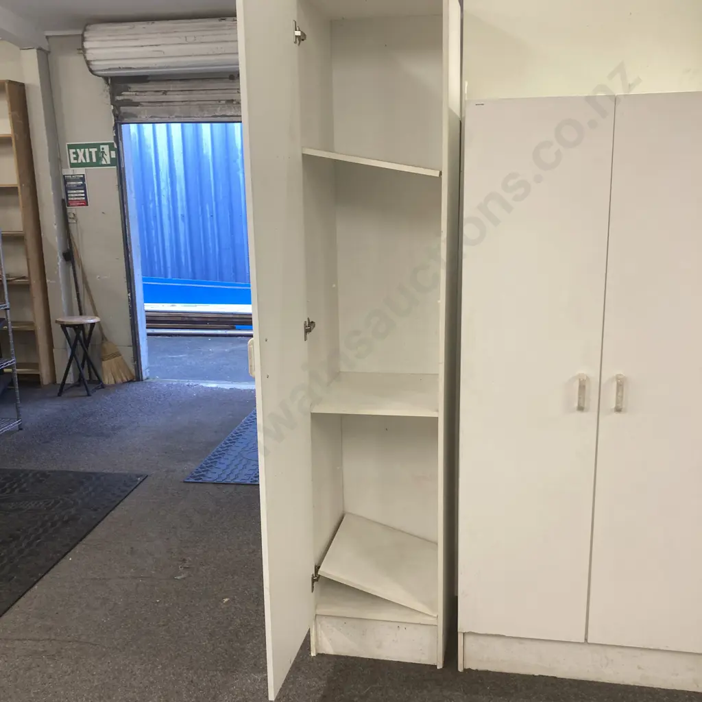 White Single Door Cupboard, 2 Adjustable Shelves, H214 W46 D49cm Image 1++