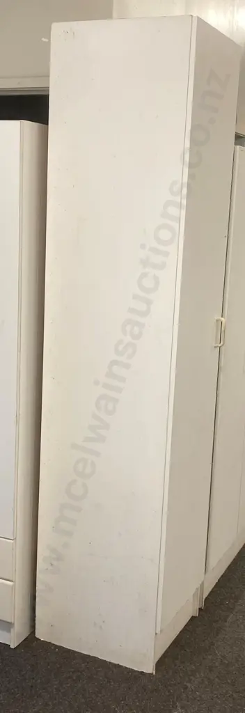 White Single Door Cupboard, 2 Adjustable Shelves, H214 W46 D49cm Image 1++