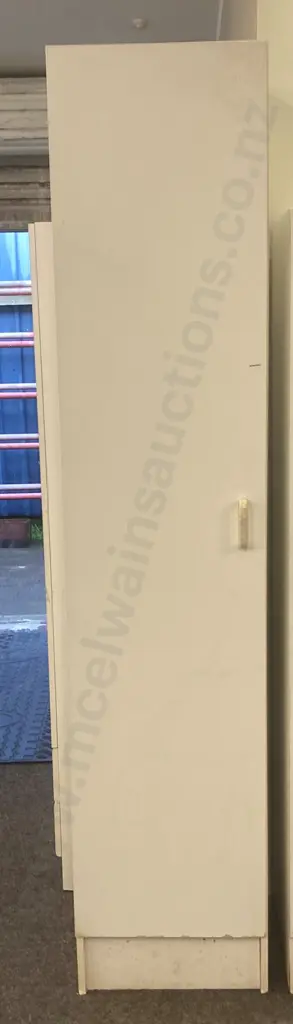 White Single Door Cupboard, 2 Adjustable Shelves, H214 W46 D49cm Image 1++