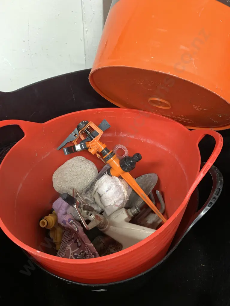 Black & Red 2 Handled Baskets, Garden & Hose Items, Mitre 10 Bucket With Lid Image 1++