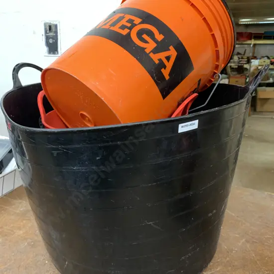 Black & Red 2 Handled Baskets, Garden & Hose Items, Mitre 10 Bucket With Lid