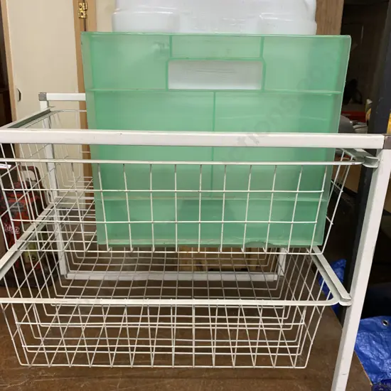 20L Water Container, Green Storage Crate, Wire Mesh 2 Drawer Unit