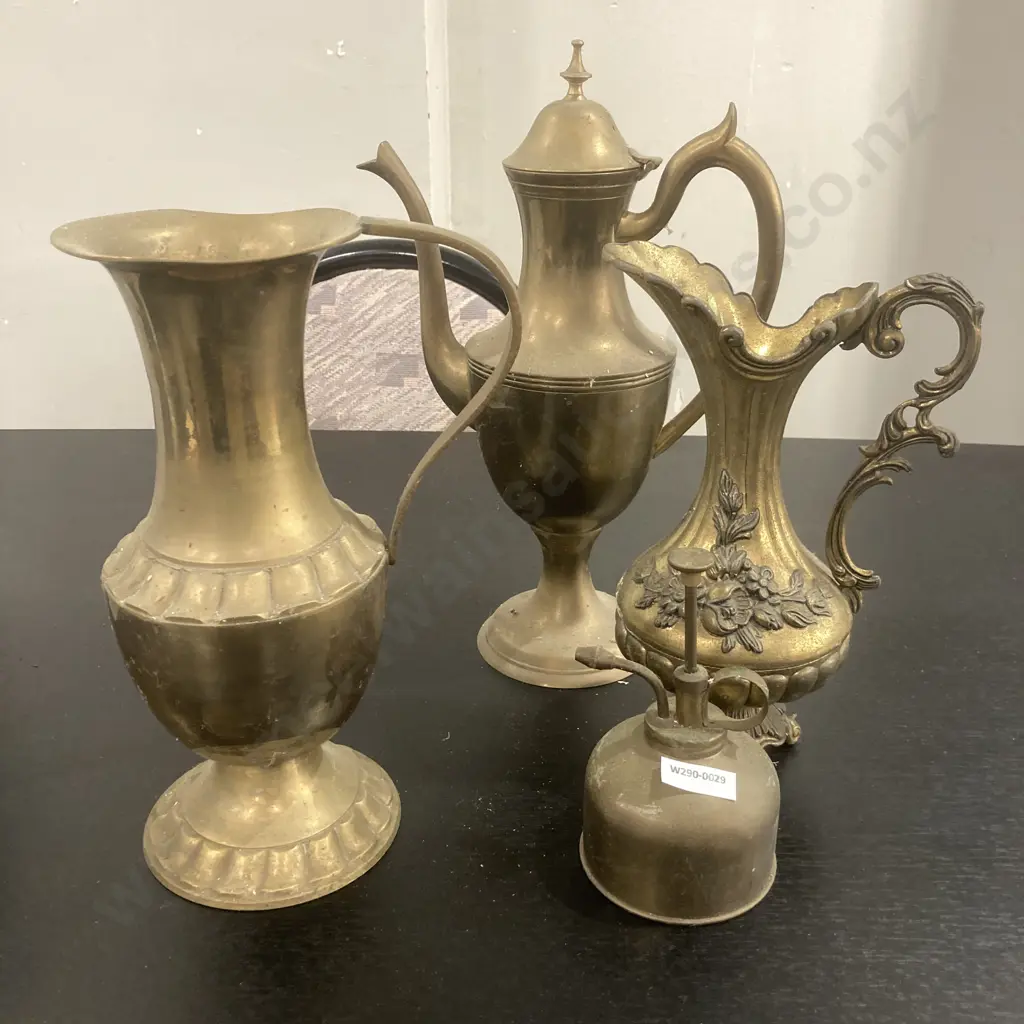 Assortment Of Brass Jugs, Coffee Pot & Vinagrette Jug Image 1++