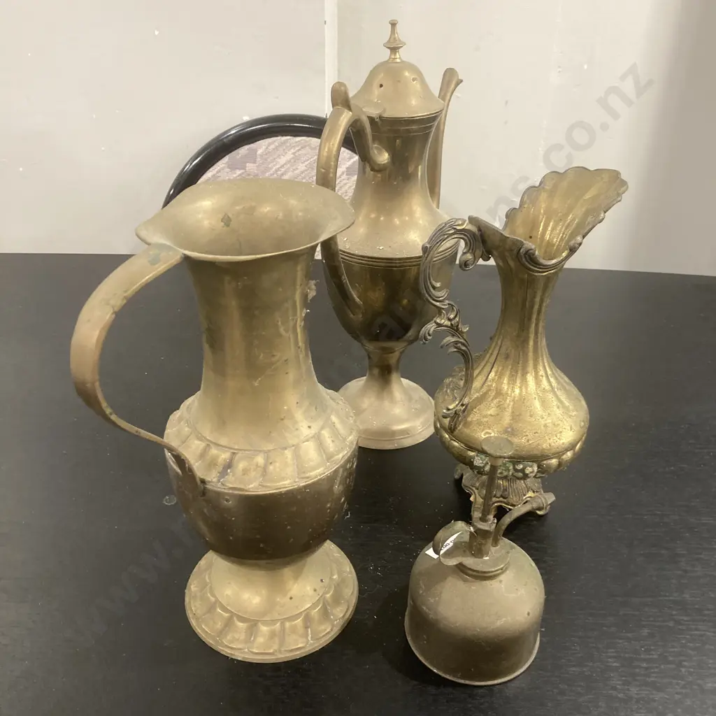 Assortment Of Brass Jugs, Coffee Pot & Vinagrette Jug Image 1++