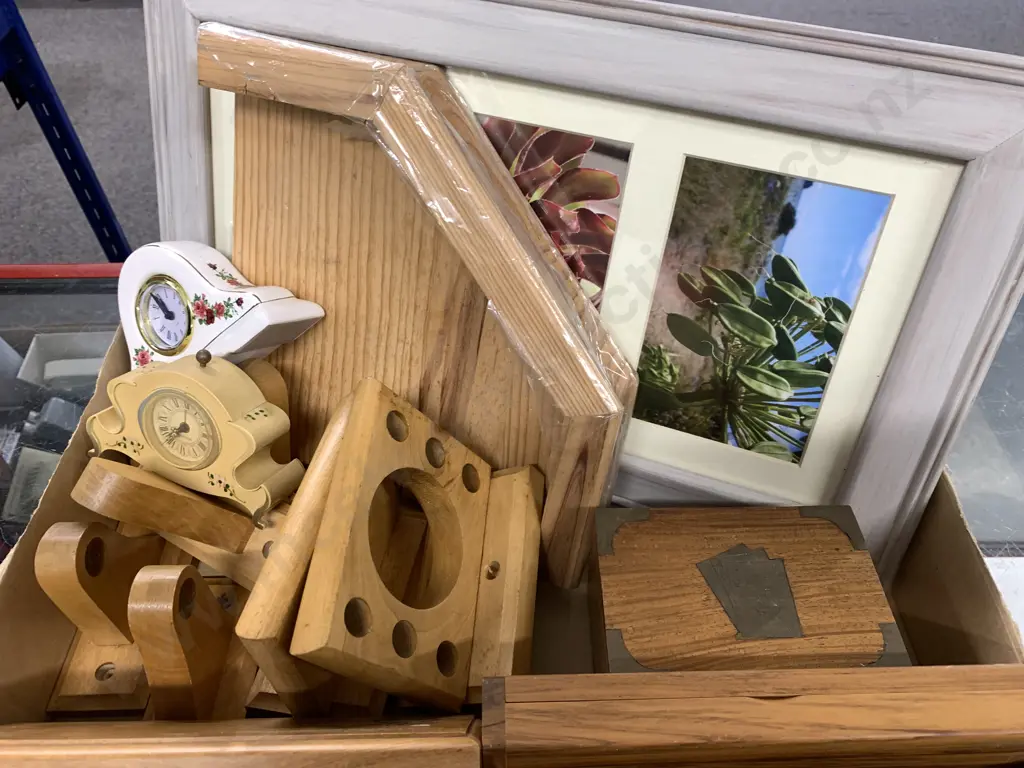 Photo Frame, Decorative Clocks & Assortment Of Wooden Ware Image 1++