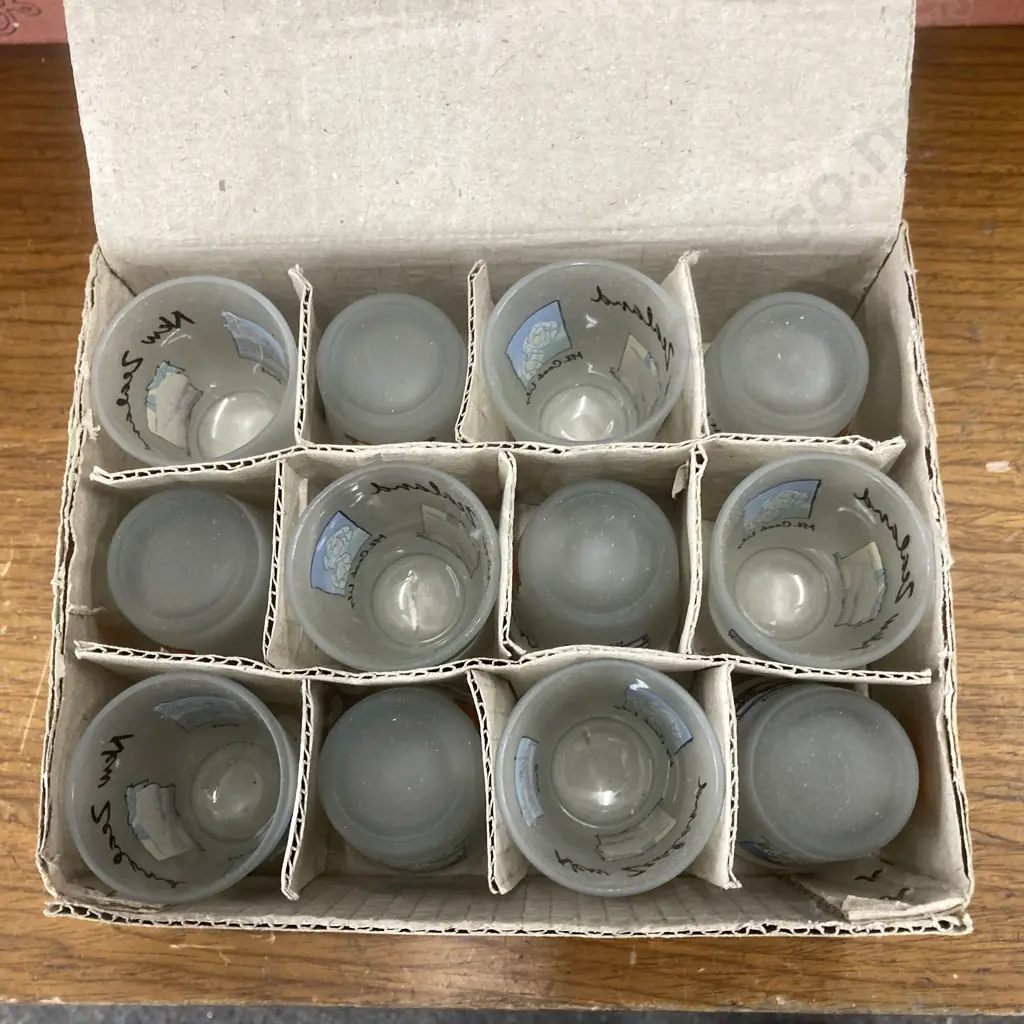 New NZ Kiwiana Shot Glasses, 2 Boxes of 12 Image 1++