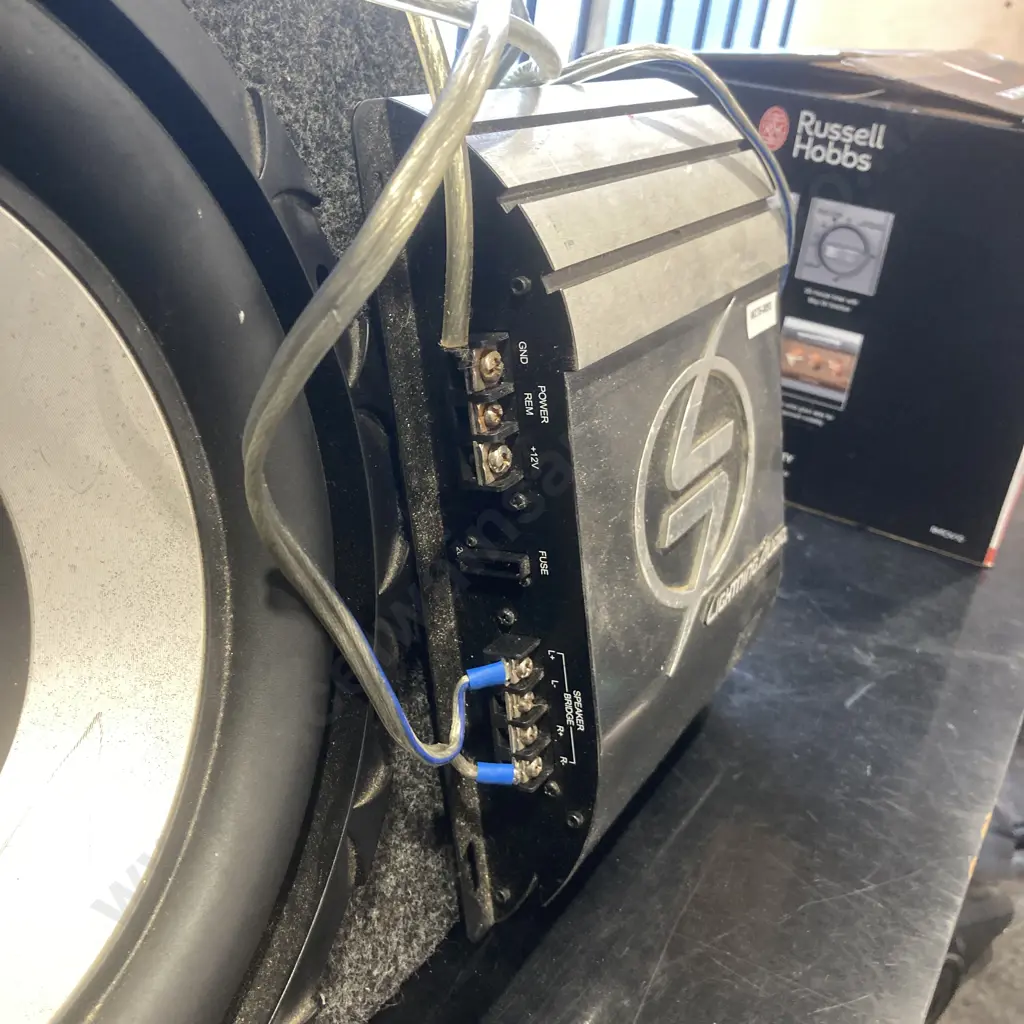 Lightning Audio LA1.150.2 2 Channel 450W Sub Amp & Lightning Sub-Woofer Mounted In Box Image 1++