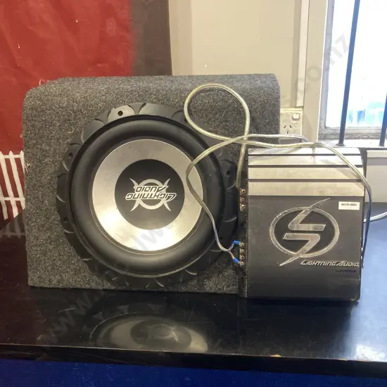 Lightning Audio LA1.150.2 2 Channel 450W Sub Amp & Lightning Sub-Woofer Mounted In Box