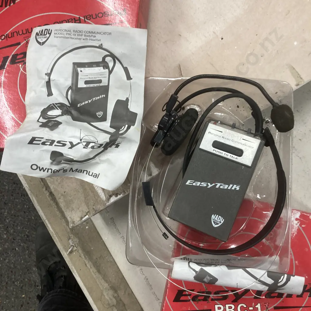 Pair of EasyTalk PRC-1X Personal Radio Communicator VHF Body-Pak Transmitter / Receiver In Box With Manual (As Found) Image 1++