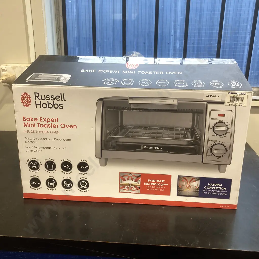 Russell Hobbs Bake Expert Mini Toaster Oven, 4 Slice, Model RHTO410, New In Box Image 1++