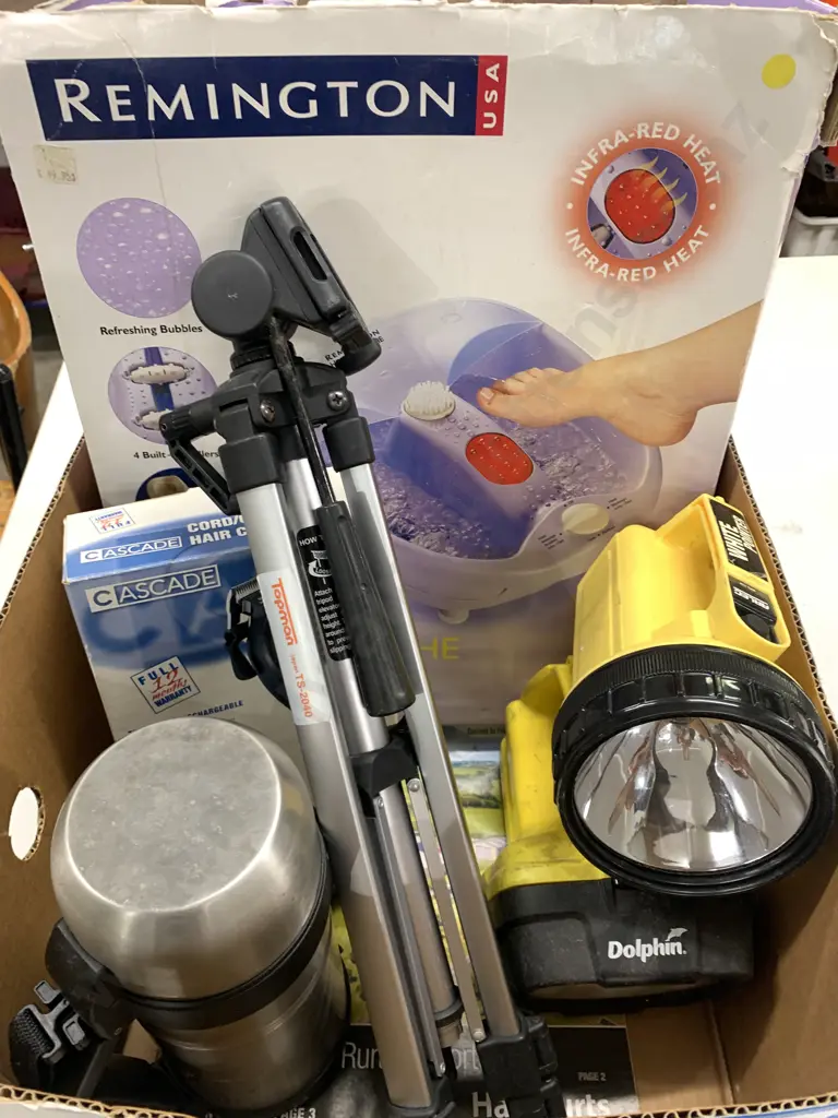 Remington Foot Spa, Torches, Clippers, Thermos Etc Box Lot Image 1++