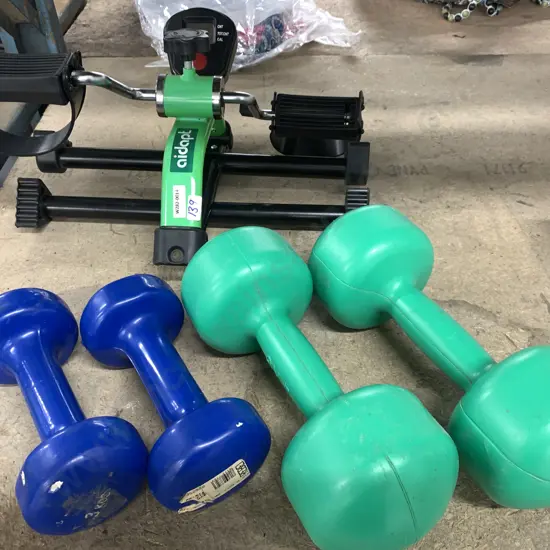 Dumbbells x 4 & AIDAPT armchair Exercycle