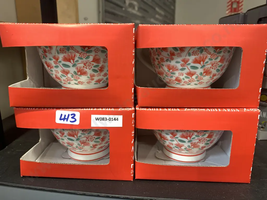 New NZ Kiwiana 'Pohutakawa Flowers' Bone China Cup In Box x 8, H&B Design Image 1++